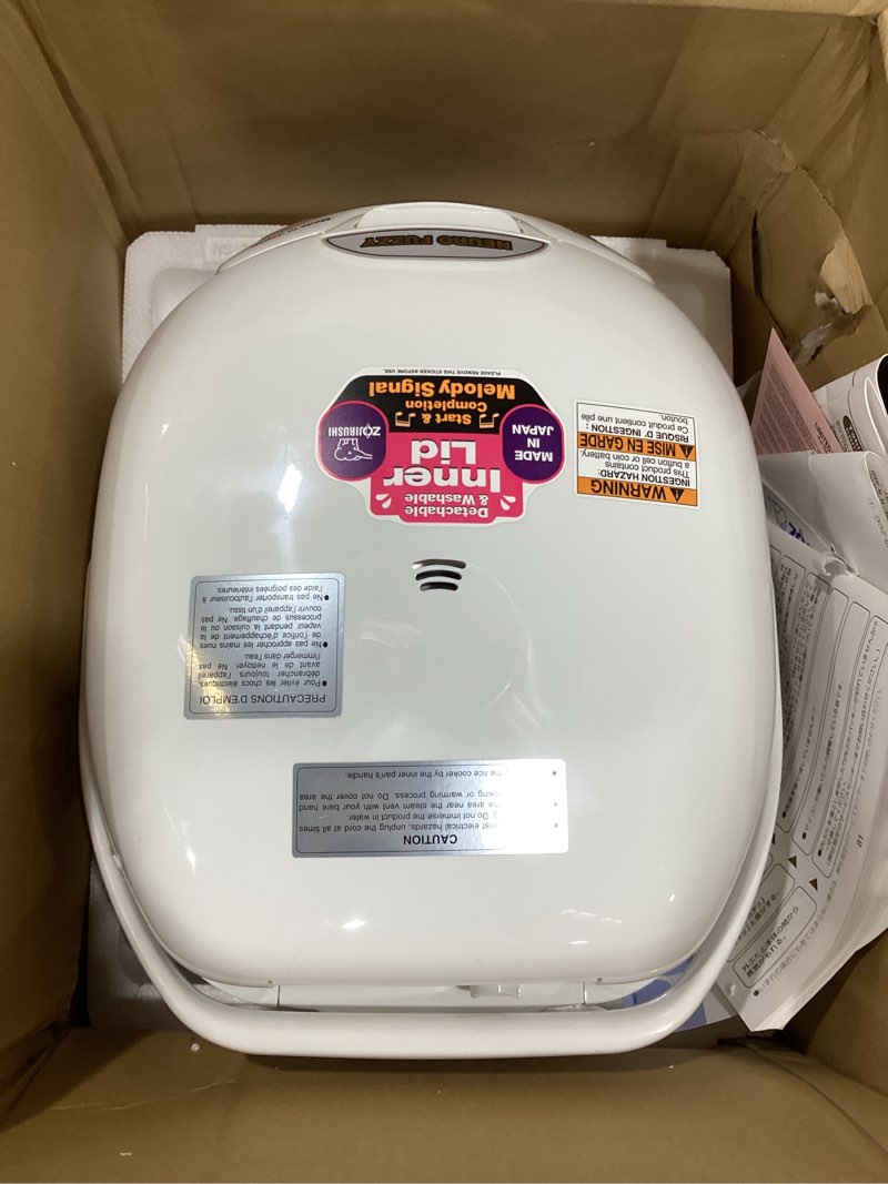 Condition photo showing As Is for zojirushi neuro fuzzy 10-cup rice cooker and warmer (premium white) 10-cup uncooked rice