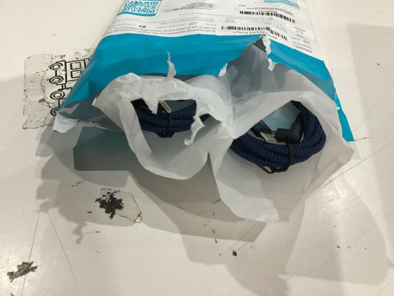 Condition photo showing As Is for ainope usb c cable 60w 2-pack 10ft nylon braided usb c to usb c cable type c charger fast charging right angle usbc cable charger cord for iphone 16 pro max 15 plus samsung s24 s23 ipad pro blue 10ft+10ft blue 2