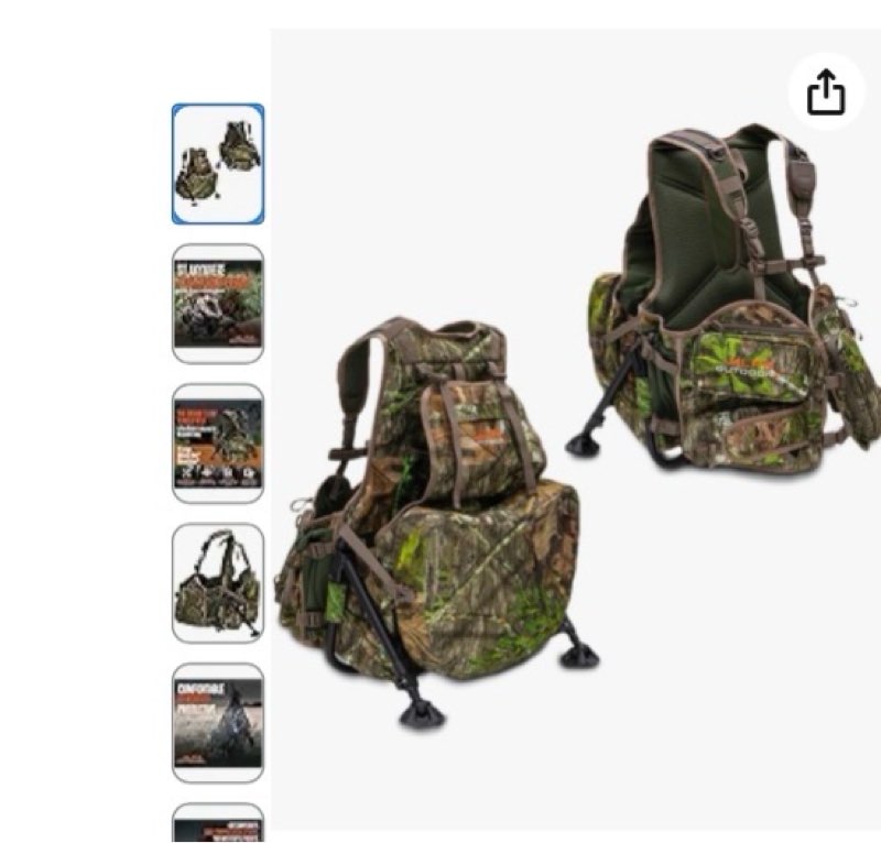 ALPS OutdoorZ Grand Slam Turkey Vest, Sit Anywhere Kickstand Removeable Frame and Memory Foam Seat One Size Mossy Oak Bottomland