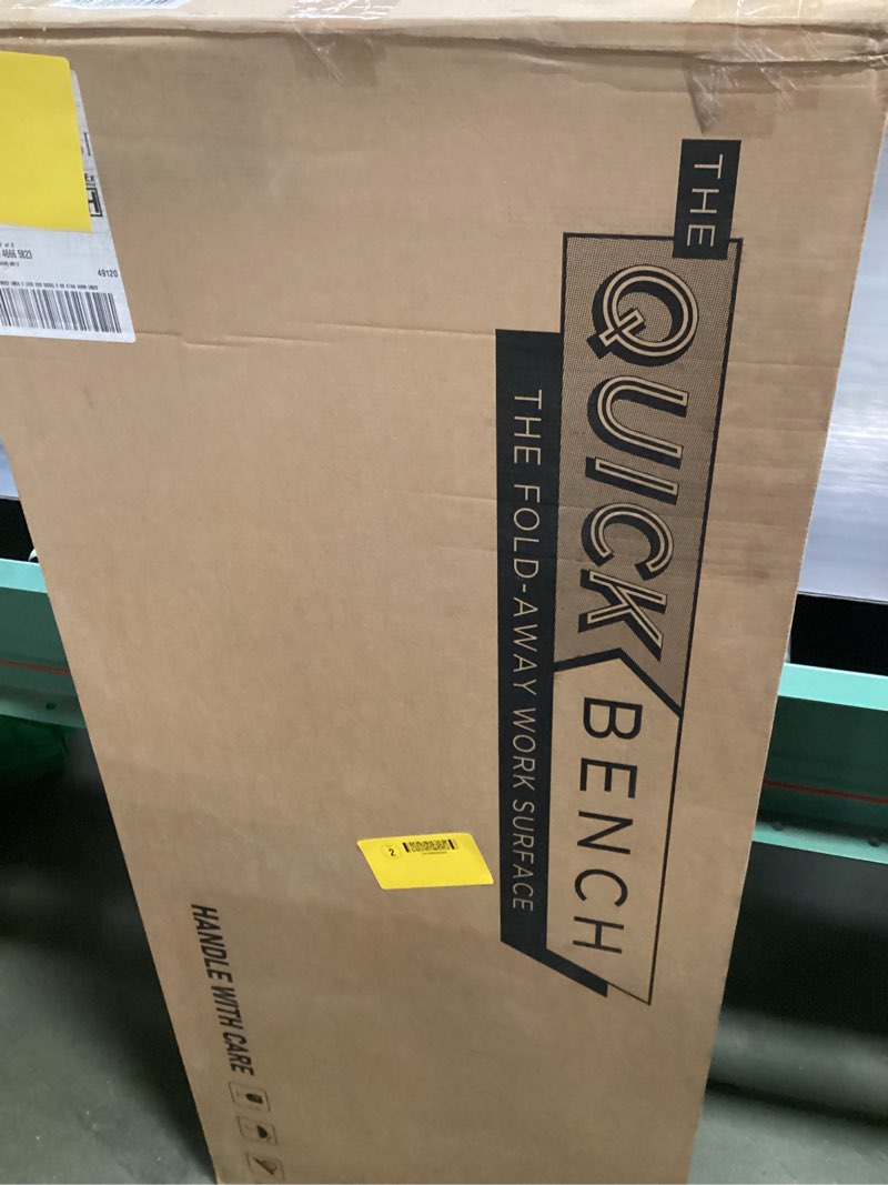 Condition photo showing New/Like New for The Quick Bench by Latitude 59, Wall-Mounted Folding Workbench with Butcher Block Solid Wood Top (20”x48”) – Clear UV Finish