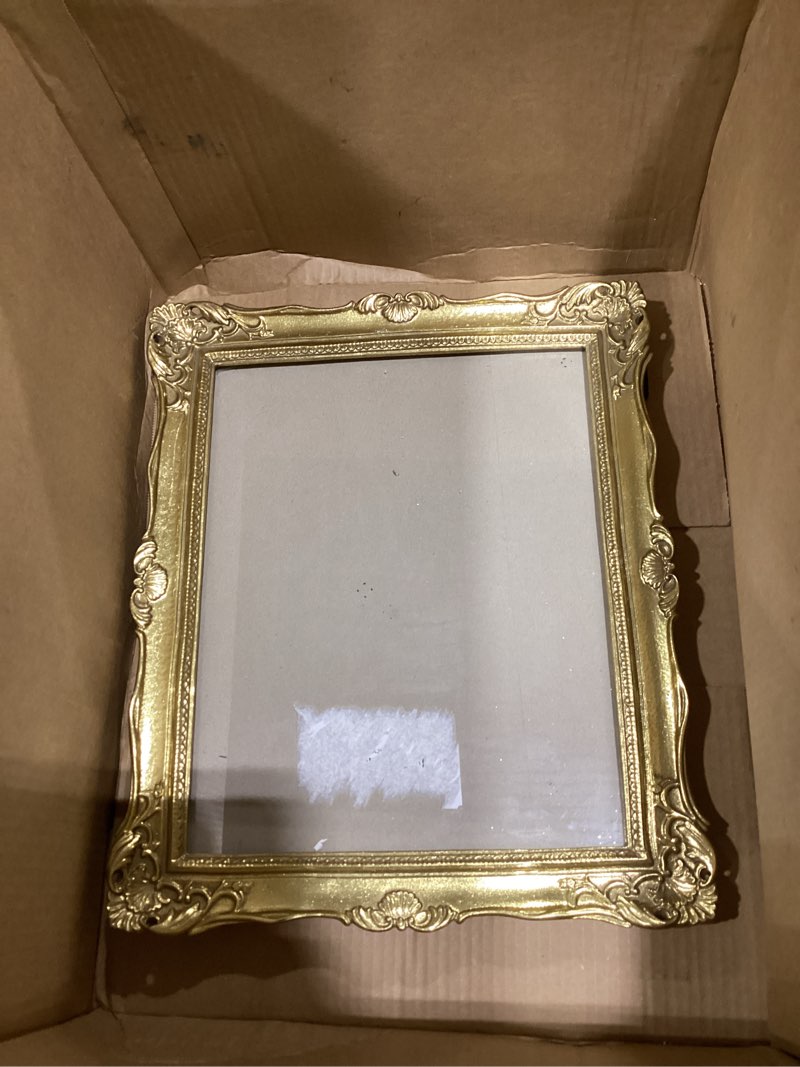 Condition photo showing Good Condition for Vintage 11x14 Picture Frame Gold, Textured Antique Picture Frames with Embossed Flower Design, Ornate Frame for 11x14 Photo, Resin Antique Frames Tabletop & Wall Hanging, Home Decor Gold 11x14