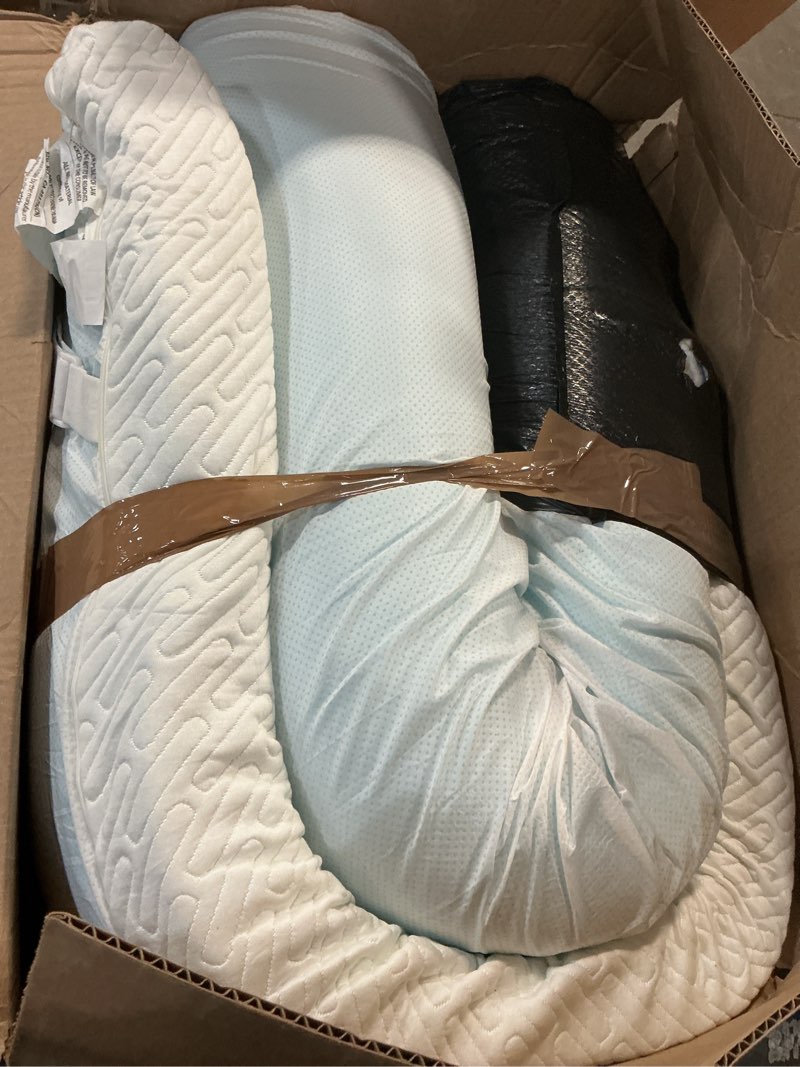 Condition photo showing As Is for 3 Inch Gel Memory Foam Mattress Topper Queen Size High Density Cooling Pad Pressure Relief Bed Topper (with Removable & Washable Bamboo Cover) Queen 3 Inch White