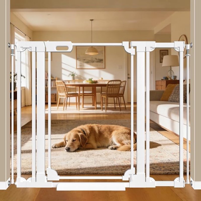 WAOWAO 40" Extra Tall Clear Acrylic Dog Gate for Baby and Kids with Double Lock, 29.5"-47.2" Width, 
