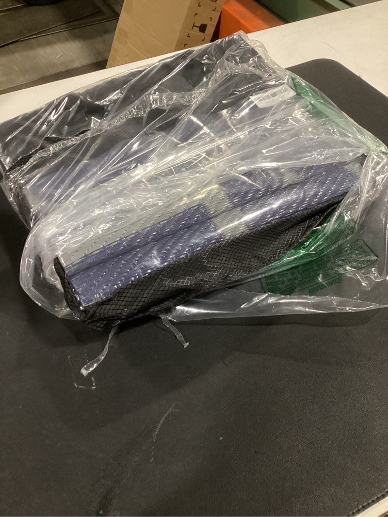 Condition photo showing New/Like New for GENIMO 2.5 ' x 8 ' Outdoor Rug for Porch Patio Clearance, Waterproof Indoor Outdoor Plastic Straw Rugs Carpet, Reversible Outside Area Rv Mat for Camping, Balcony, Deck, Picnic, Beach (Blue & Gray) Blue & Grey 2'6" x 8' (Runner)