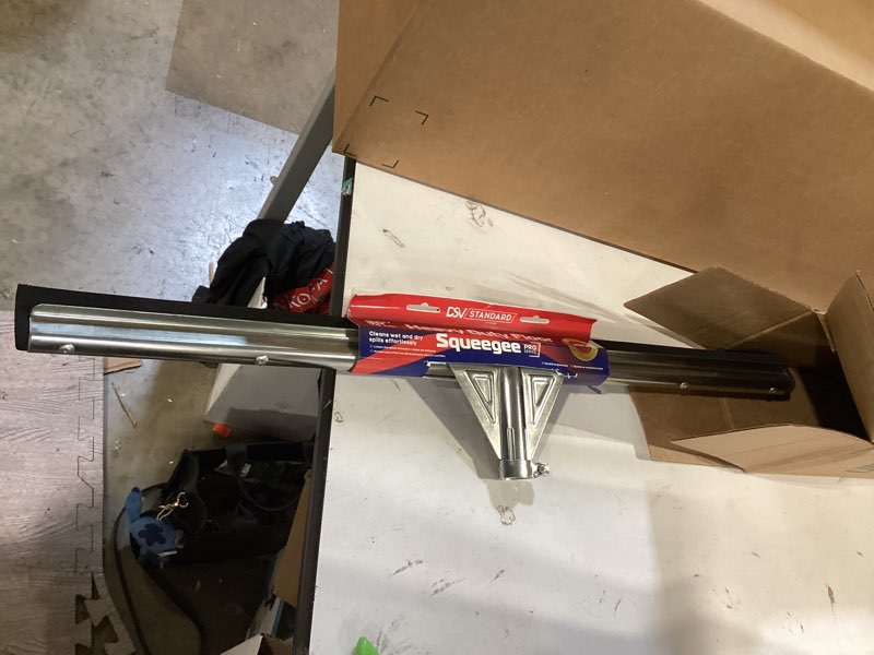 Condition photo showing Good Condition for dsv standard heavy-duty floor squeegee 30’’, double foam rubber blade garage squeegee, taper pole connection - handle sold separately for tiles, concrete and asphalt 30-inch