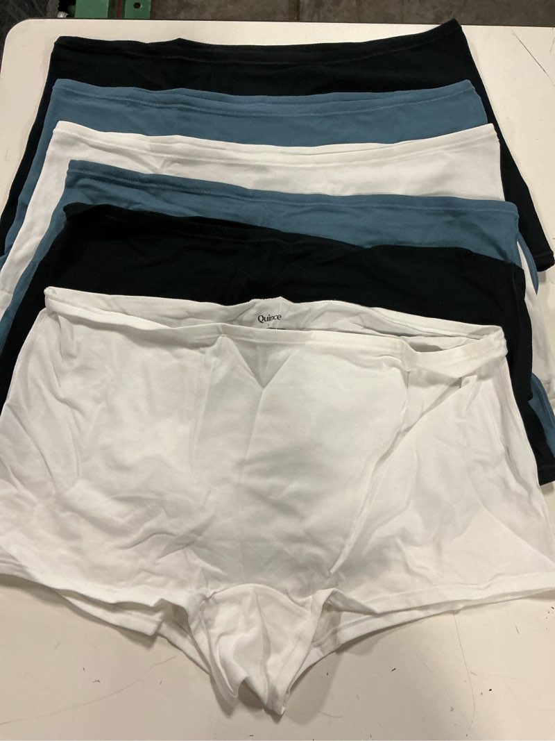 Condition photo showing New/Like New for organic cotton boyshort (6-pack), l, black/soft white/ocean