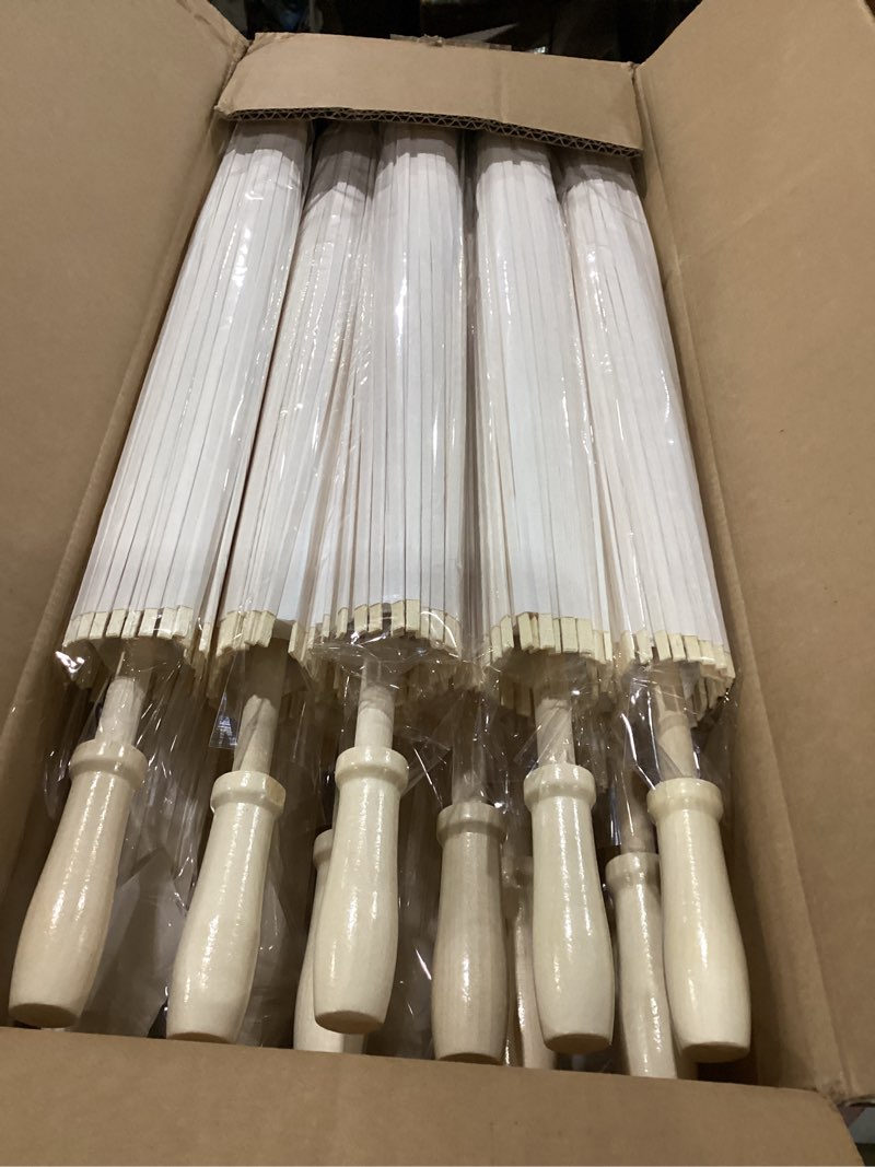 Condition photo showing New/Like New for mototo 60 pieces 33 inches white paper umbrellas parasol chinese japanese oiled paper umbrellas decorative diy painting parasol for wedding bridal party decor 60 pcs