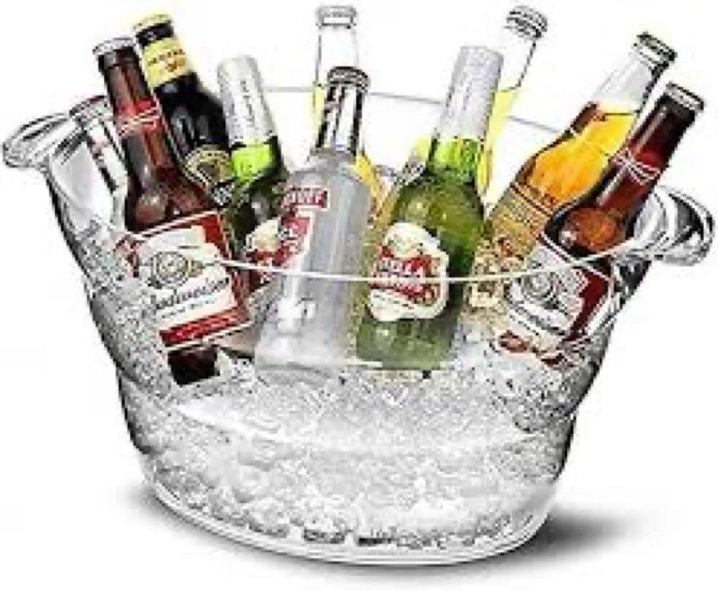 Ice Bucket for Cocktail Bar, Champagne Bucket, 12 Liter Ice Bucket for Parties, Ice Wine, Large Beverage Tub, Wine Chiller, Wine Bucket, Cubetas para Cerveza, Clear Ice Bucket, 6 to 8 Bottles