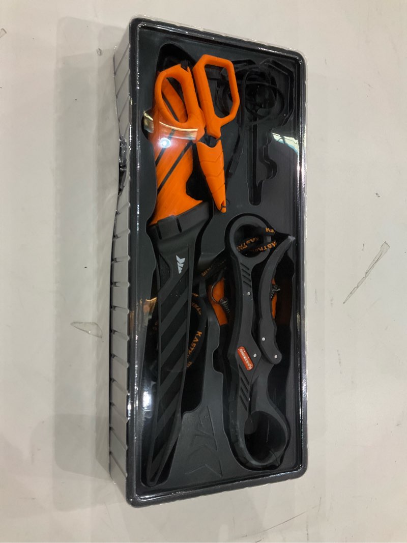 Condition photo showing New/Like New for KastKing SteelStream Fishing Tool Set, Fishing Gear - Corrosion Resistant Fishing Pliers, Fillet Knife, Fishing Scissors, Fish Lip Gripper, Multi-Functional Jaw, Fishing Gifts for Men