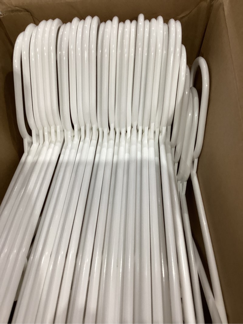 Condition photo showing Good Condition for HOUSE DAY White Plastic Hangers 60 Pack, Clothes Hangers with Non Slip Hooks, Durable & Space Saving Coat Hanger, Light-Weight Clothing Hanger, Perfect Closet Organizer for Everyday Use 60 Pack White