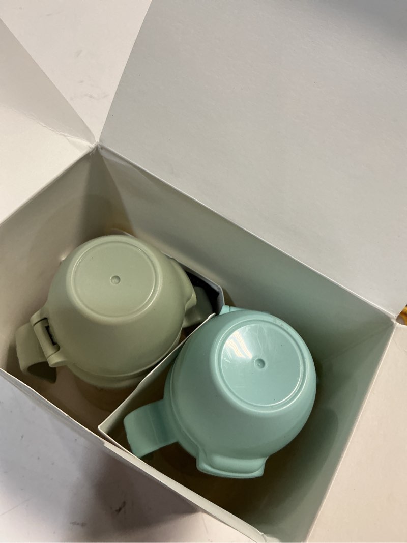 Condition photo showing As Is for grosmimi flip top spill proof sippy cup, ppsu, bpa free, 10 oz, stage 2 straw for toddlers, 2-pack (air balloon & dinosaur)