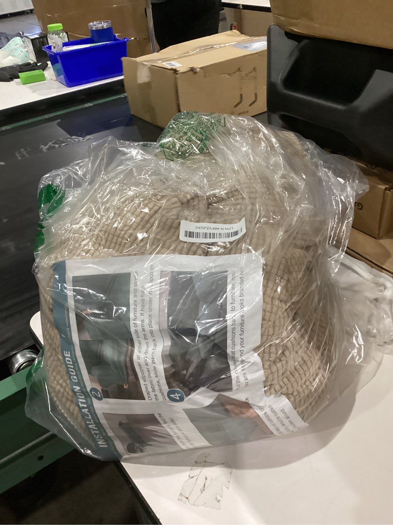 Condition photo showing Good Condition for H.VERSAILTEX 4 Piece Stretch Sofa Covers for 3 Cushion Couch Covers for Living Room Slipcovers (Base Cover Plus 3 Seat Cushion Covers) Upgraded Thicker Jacquard Fabric (Sofa, Sand) Large Sand