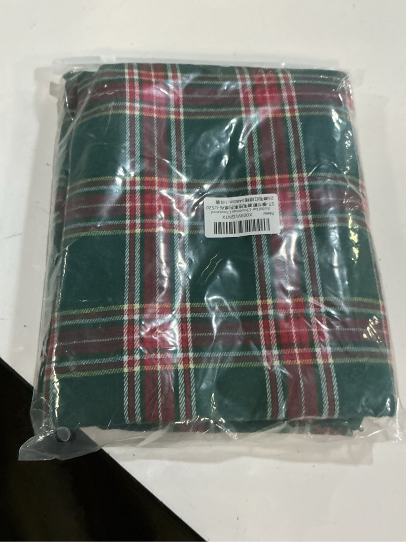 Condition photo showing New/Like New for softalker christmas checkered tablecloth rectangle - green buffalo plaid linen cotton gingham xmas table cloths, winter farmhouse table decorations for dining/parties/holiday, 54 x 80 inch green plaid 54" x 80" (rectangular)