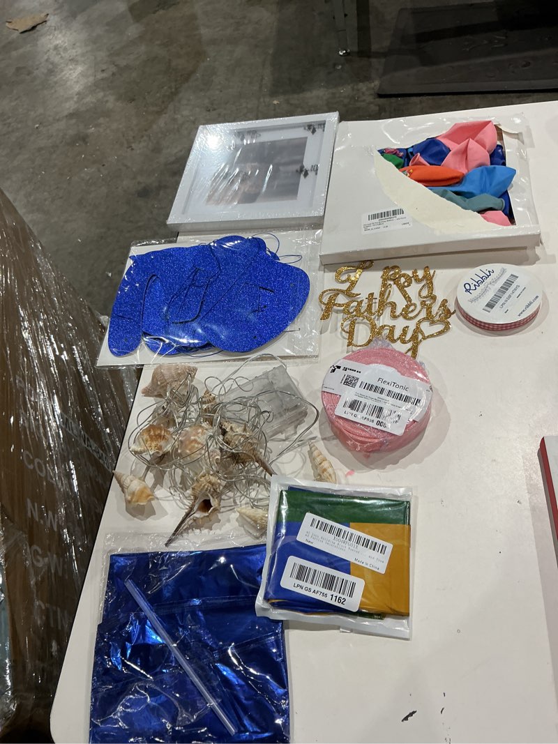 Condition photo showing As Is for assorted celebration/decoration supplies (may include a variety of styles, colors, and themes)