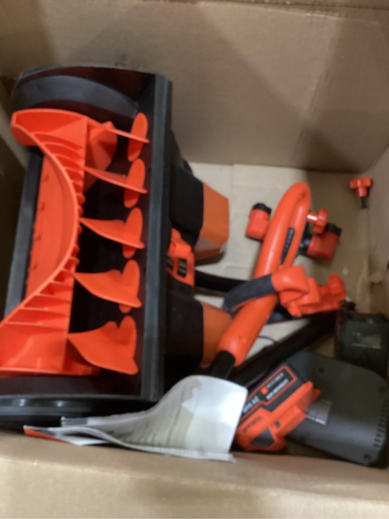 Condition photo showing As Is for VOLTASK Cordless Snow Shovel with Wheels, 48V | 16-Inch | 4-Ah Brushless Cordless Snow Blower, Battery Snow Blower with Directional Plate & LED Lights (2 * 24V Battery & Dual Quick Charger Included)
