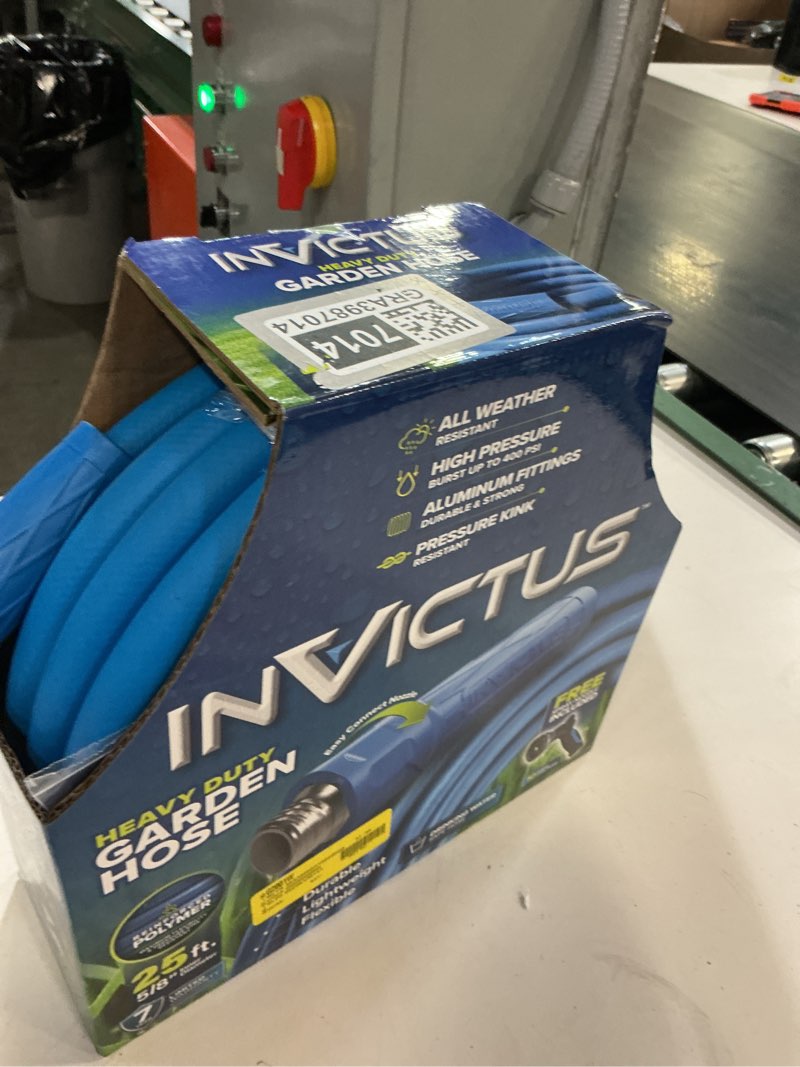Condition photo showing New/Like New for invictus 25 ft garden hose with sprayer nozzle, 2 layer heavy duty drinking hose, kink resistant water hose, easy connect fittings, 400 psi