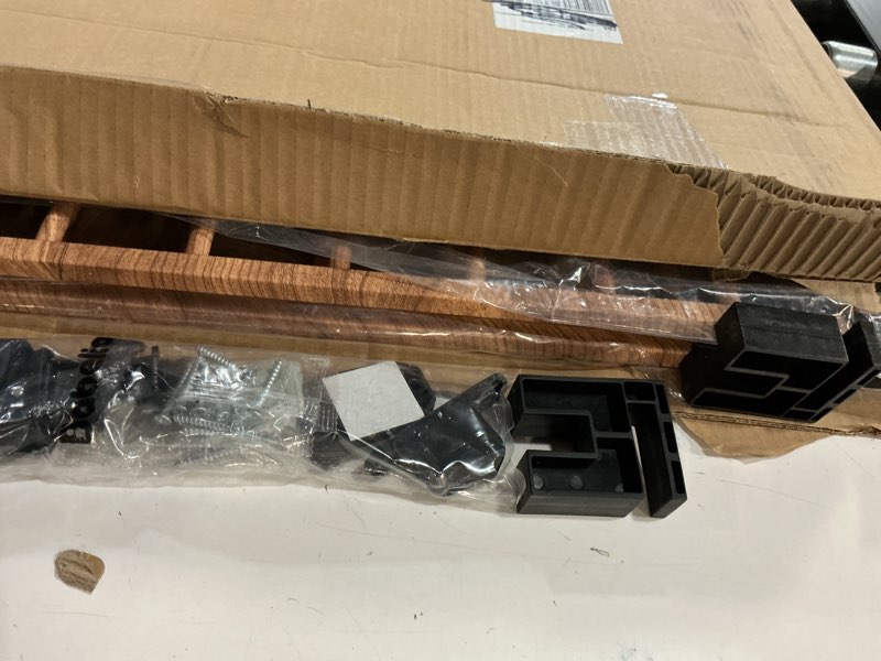 Condition photo showing New/Like New for babelio baby gate for stairs & doorways, 26-43" w 28" h no bottom bar| easy installation| one-handed operation| auto-close| hardware mount (drill needed) safety dog/pet gate (brown wood pattern) brown wood pattern - b17 28" h, 26-43" w-standard