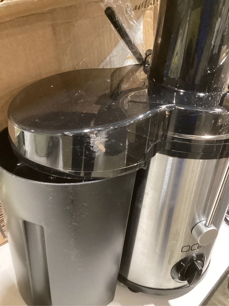 Condition photo showing Good Condition for Qcen Juicer Machine, 800W Centrifugal Juicer Extractor with Wide Mouth 3” Feed Chute for Fruit Vegetable, Easy to Clean, Stainless Steel, BPA-free (Black) 800W Black