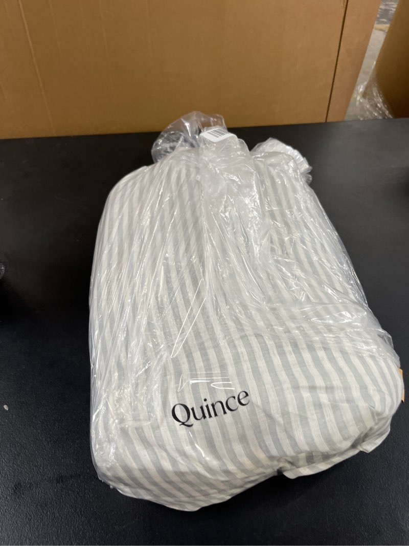 Condition photo showing Good Condition for european linen stripe sheet set, king, mist/white stripe