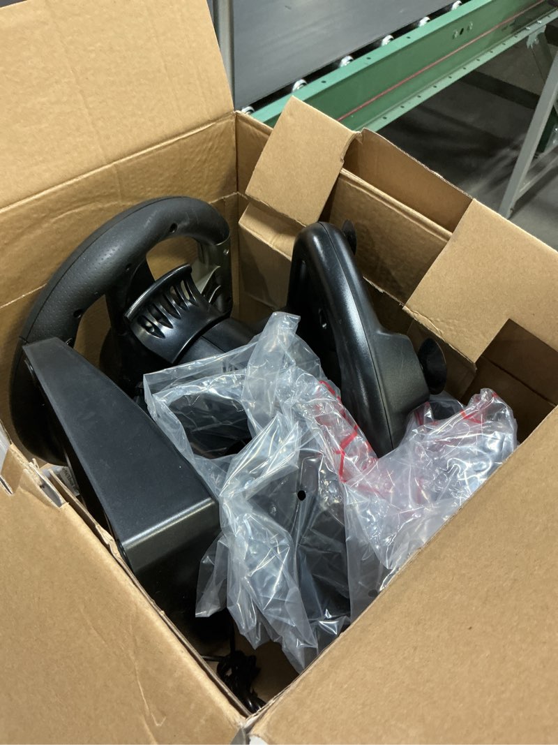 Condition photo showing Good Condition for PXN Steering Wheel V3II 180° PC Gaming Racing Wheel Driving Wheel, with Linear Pedals and Racing Paddles for PC, PS4, Xbox One, Xbox Series X|S, and Switch - Black Black Gaming Wheel