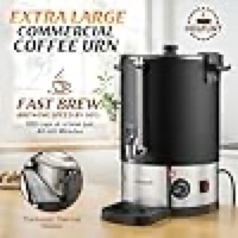 100 cup commercial coffee urn,stainless steel &thermal sleeve, 15l large coffee dispenser to quick brewing, hot water urn for home party office catering with water level
