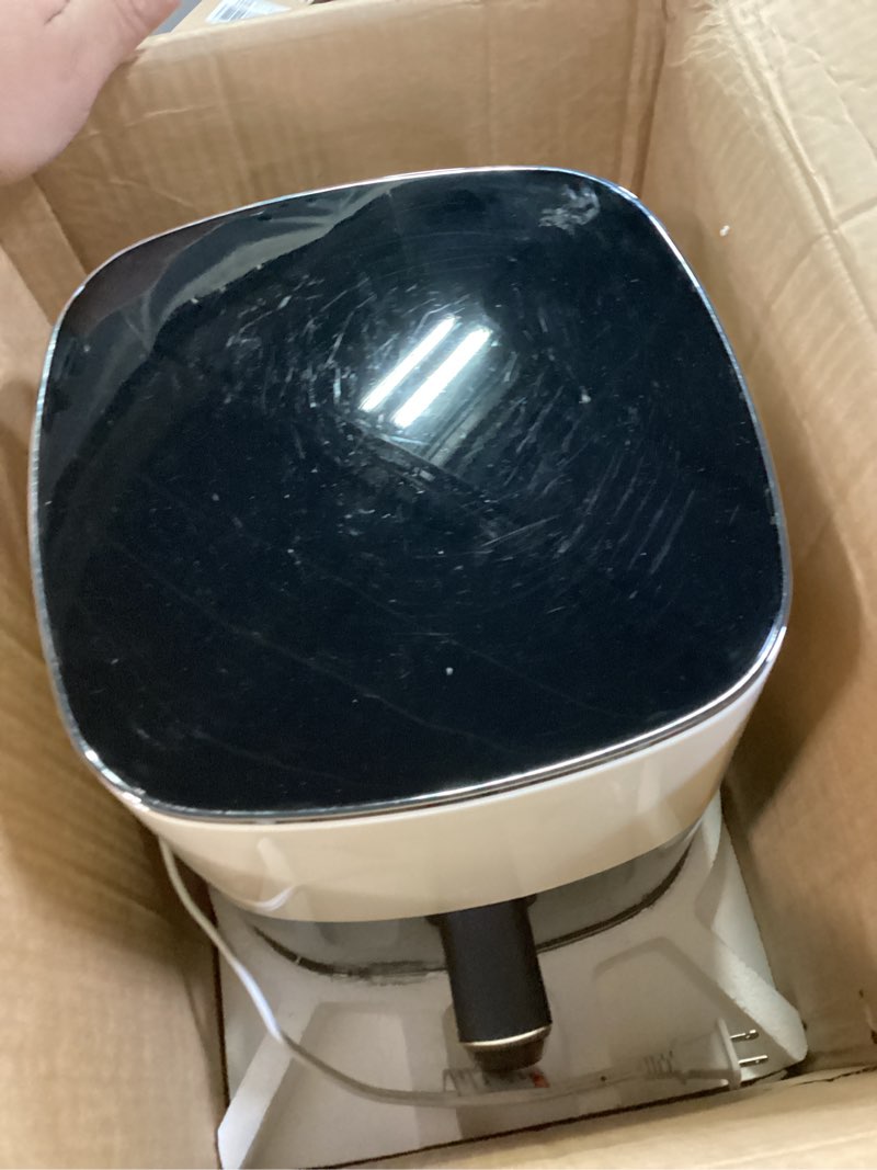 Condition photo showing Good Condition for OLIXIS Air Fryer 6 Quart with Window Square Air Fryer 12-in-1 Air Fry, Roast, Reheat, Dehydrate, Bake, Steam, Fries, Custard, Chicken, Wings, Sea Food, Vegetabels,400F Beige Beige 6.34QT