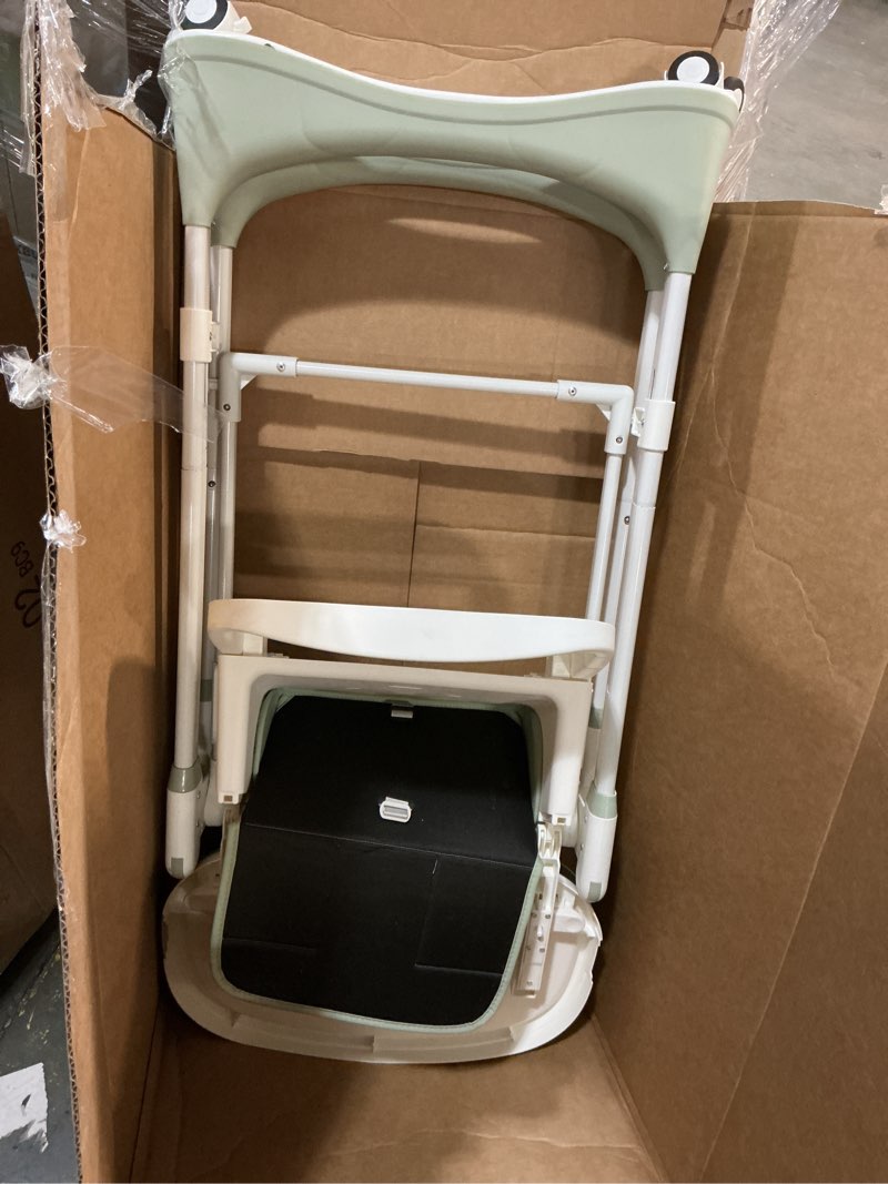 Condition photo showing Good Condition for 3-in-1 baby high chair with soothing rocker | convertible baby high chair for babies and toddlers | brake wheels, easy clean, space saving | adjustable, removable tray (green)
