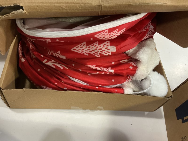 Condition photo showing Good Condition for Cat Tunnel Bed Under Christmas Tree, Cat Tunnel Christmas Tree Skirt for Indoor Cats, Donut Tunnel Toys for Multiple & Large Carts, for Kitten, Rabbit, Puppy, Red Tree XL Red-Tree