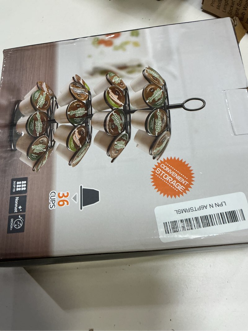 Condition photo showing Good Condition for kimiup coffee pod holder, k cup organizer compatible with k-cups(36 pods), kitchen detachable coffee pod organizer for countertop, spins 360-degrees black