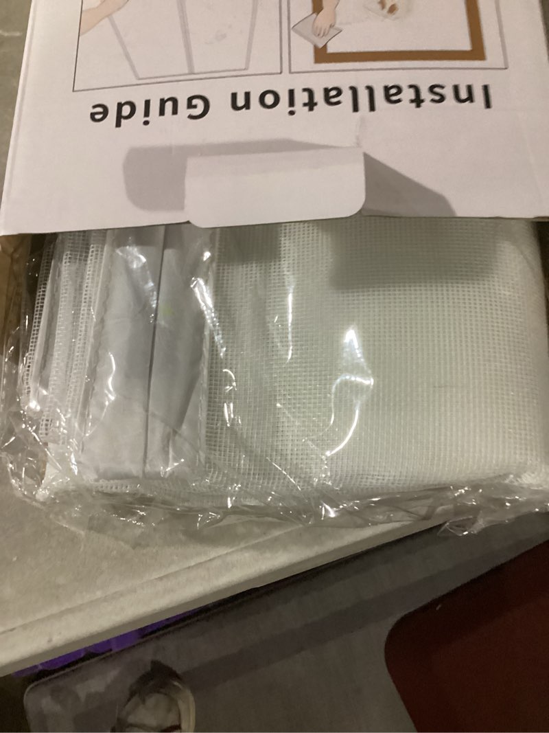 Condition photo showing Good Condition for White Screen Door Mesh Magnetic Closure Heavy Duty 34 x 80 inch, Self Closing Fiberglass Mosquito Net with Magnet for Doors, Bug Fly Screens Curtain for Doorway, Keep Bugs Out, Pet Friendly Fit Door Size Up To 34 x 80 inch