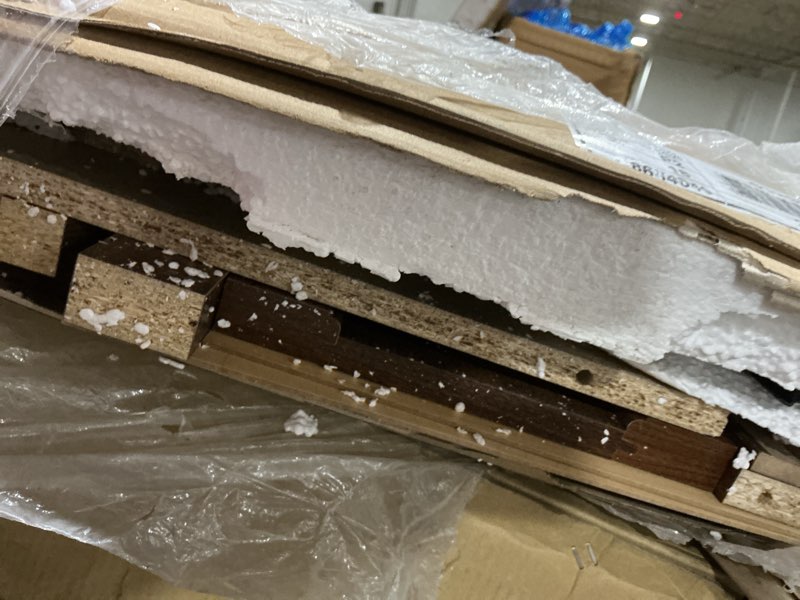 Condition photo showing As Is for Sauder Carson Forge Vintage Rustic Computer Desk for Home Office with Drawers, in Washington Cherry