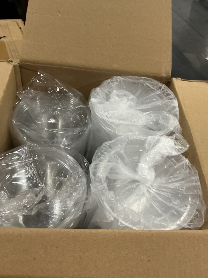 Condition photo showing Good Condition for clawsoff 200 pack 9 oz plastic cups with dome lids, disposable dessert cup no hole, fruit cup, clear parfait cups for cake, cold drink, ice cream, salad 9oz-200-dome lid