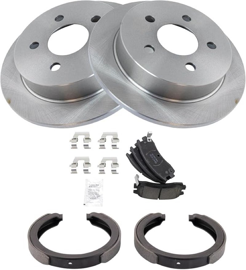 TRQ Rear Brake Pad and Rotor Set Ceramic Compatible with 2000-2005 Chevrolet Impala Monte Carlo 1999-2005 Pontiac Grand Am 1997-2003 Grand Prix 1997-2002 Buick Regal 1999-2004 Oldsmobile Alero
