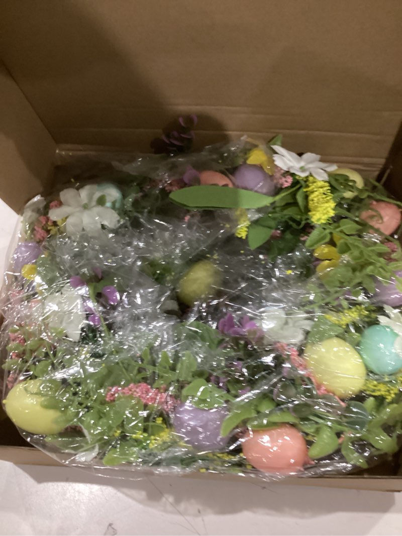 Condition photo showing New/Like New for 6.5 ft Easter Egg Flower Berry Garlands Decorations Spring Summer Floral Vine Garland Wreaths for Fireplace, Mantle, Table & Indoor Home Decor Colorful Egg 1