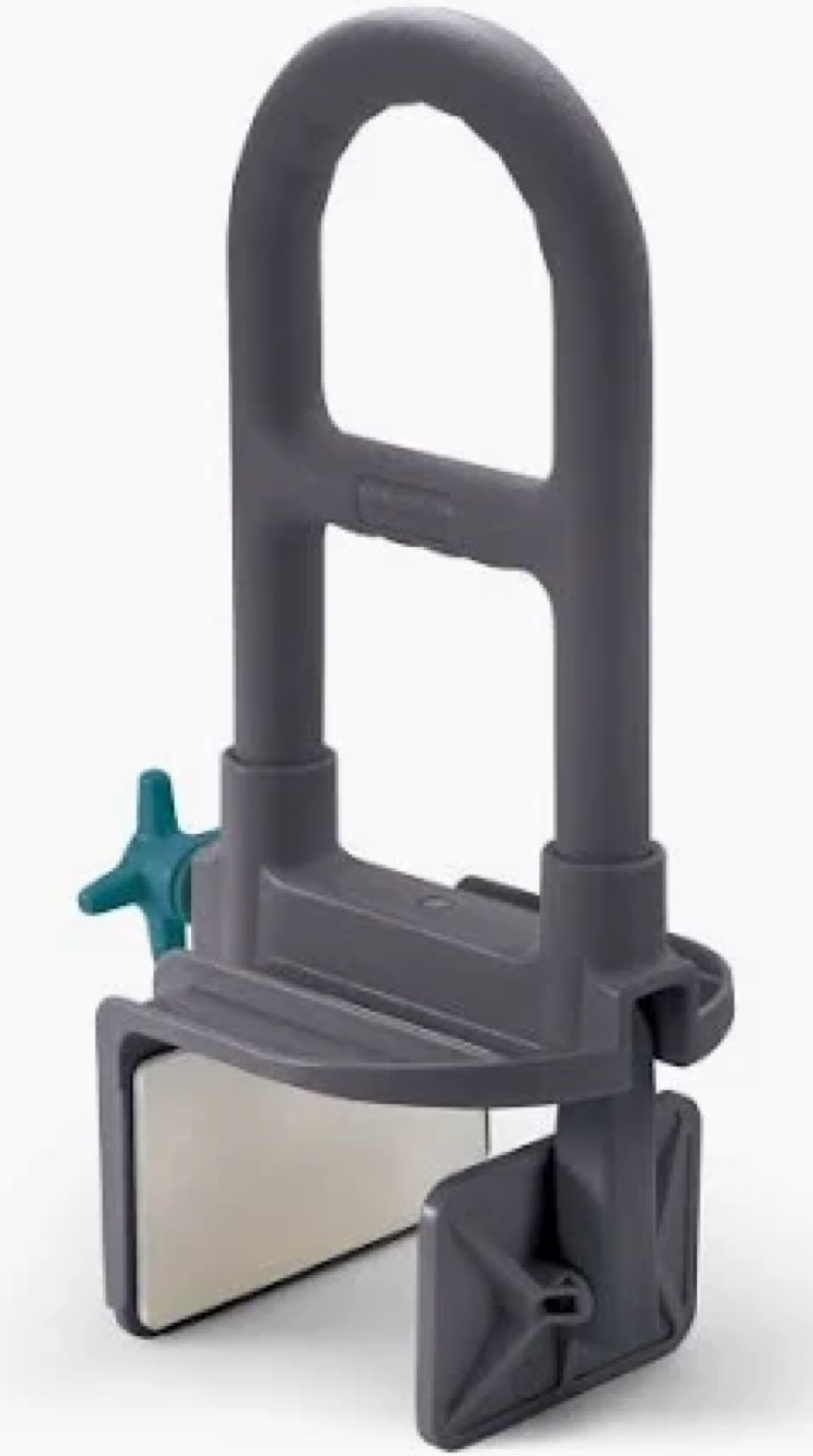 Medline Deluxe Plastic Tub Grab Bar, Microban Protection, 250lb Weight Capacity, Grey