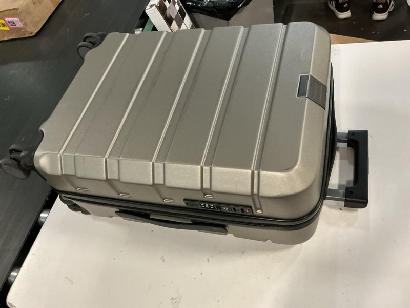 Condition photo showing As Is for kroser hardside expandable carry on luggage with spinner wheels & built-in tsa lock, durable suitcase rolling luggage with usb port, carry-on 20-inch, silver grey