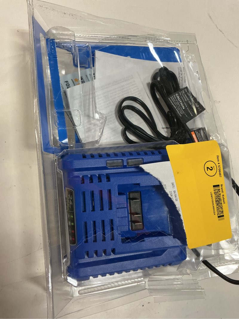 Condition photo showing As Is for kobalt 24 -volt battery charger ( lithium-ion )