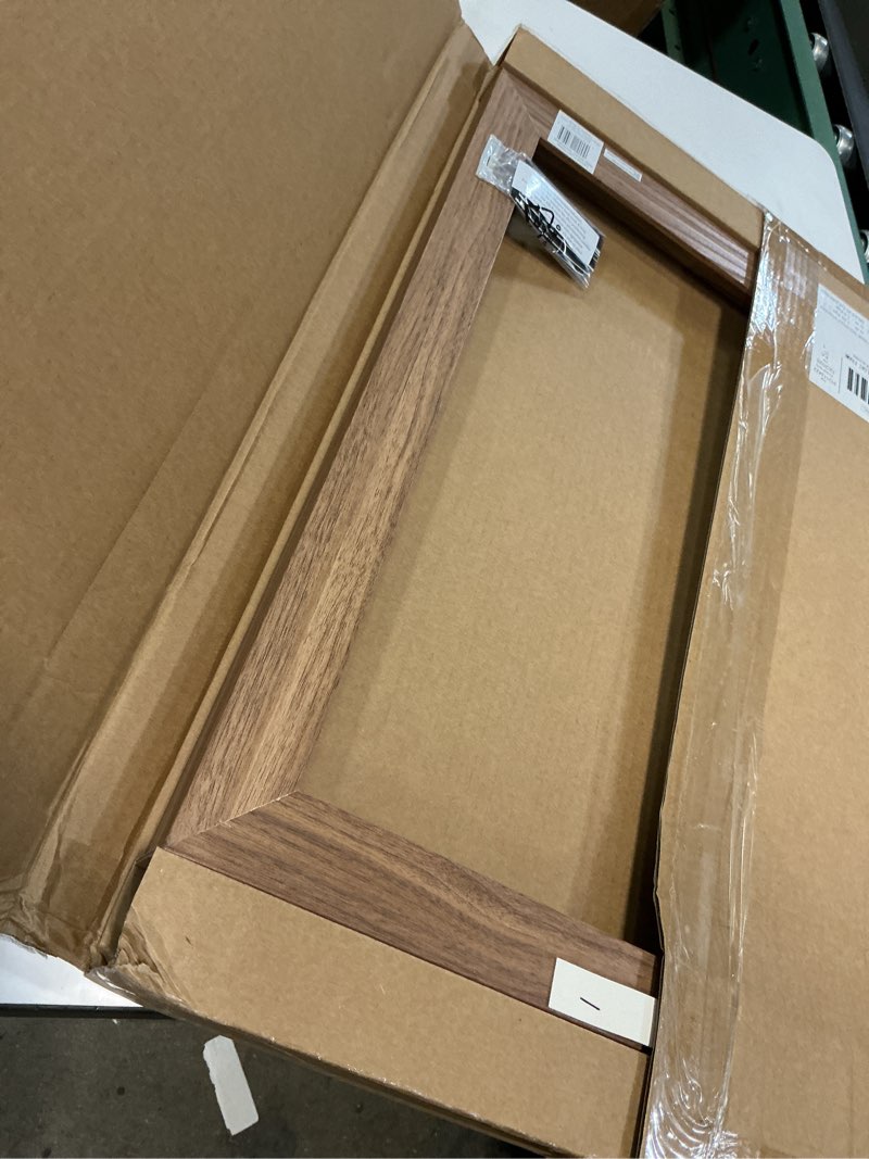 Condition photo showing Good Condition for mcs canvas float frames 16x20 frame, walnut woodgrain for finished canvases, vertical & horizontal wall hanging large with adhesive for canvas paintings (1-pack) 16x20 without mat walnut woodgrain