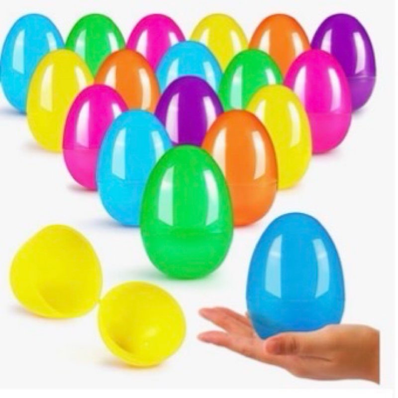 joyin 3.15" easter eggs, fillable plastic eggs empty colorful bright eggshells with hinge for easter