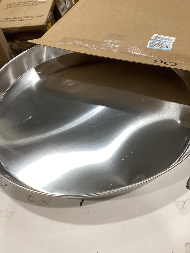 Condition photo showing Good Condition for everflow awhp24 aluminum water heater drain pan with 1 in. - 1-1/2 in. pvc fitting, 24 in. diameter chrome