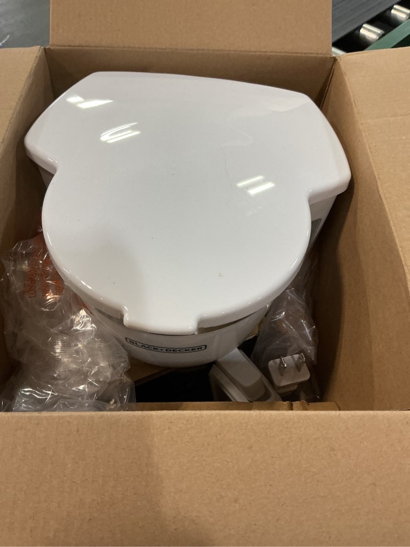 Condition photo showing As Is for BLACK+DECKER CM1160W-1 CM1160W 12-Cup Programmable Coffeemaker, White/Stainless Steel White Hot Brew