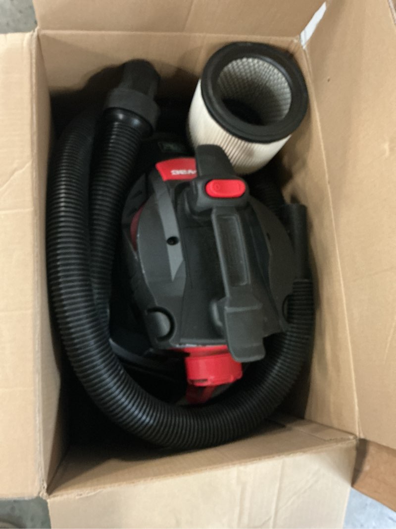 Condition photo showing As Is for shop-vac 4-gallon 5.5-hp corded wet/dry shop vacuum with accessories included