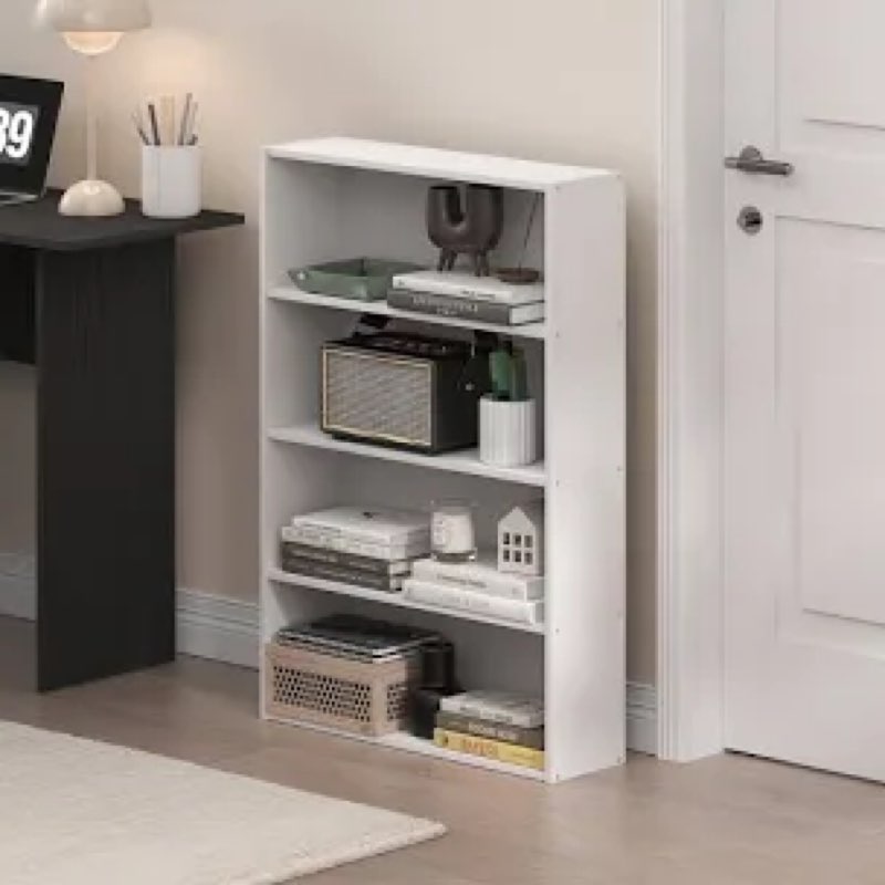 furinno basic book shelf, 4-tier bookcase with open shelf, bookshelf, cube storage organizer, 6 x 24