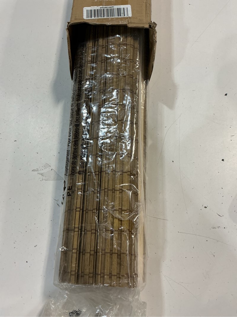 Condition photo showing Good Condition for lazblinds no tools no drill cordless bamboo roman shades, light filtering window treatment, roll up bamboo blinds for windows 27'' w x 48'' h, eastfield teak light filtering-eastfield teak 27" w x 48" h