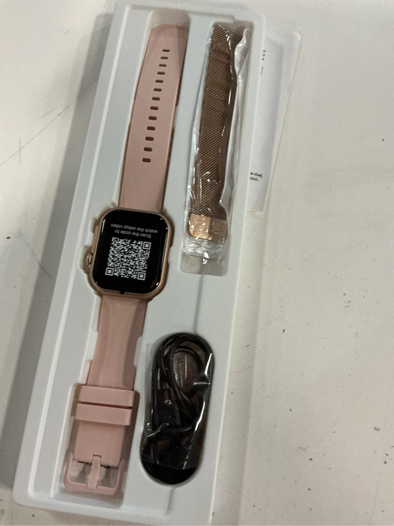 Condition photo showing Good Condition for smart watch for women for iphone android: 1.85"smartwatch with make/answer call sleep heart rate spo2 blood pressure monitor ip68 waterproof 120+sport mode fitness tracker 1000mah battery 2bands pink pinksand 1.85