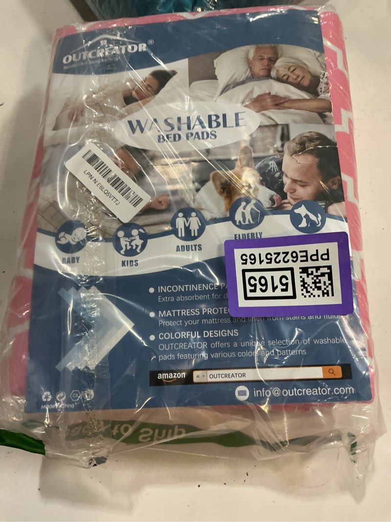 Condition photo showing New/Like New for outcreator® washable bed pads 34" x 56" (pack of 2), incontinence mattress protector, anti-slip waterproof underpads for adults kids elderly pets, absorbency & reusable bedwetting pads (pink) pink 34x56 inch (pack of 2)