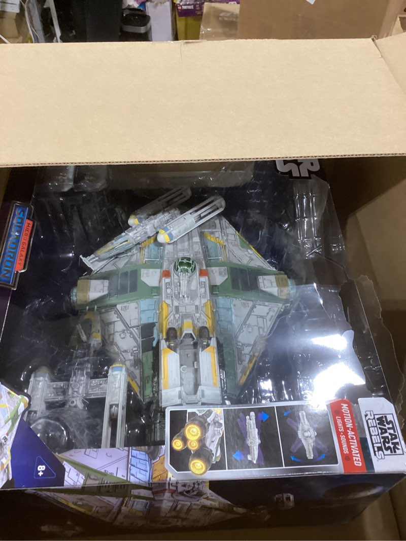 Condition photo showing New/Like New for Star Wars™ Micro Galaxy Squadron Ghost (Secret Mission) - 15-Inch Vehicle with Three Additional Vehicles Plus Ten Micro Figures Accessories
