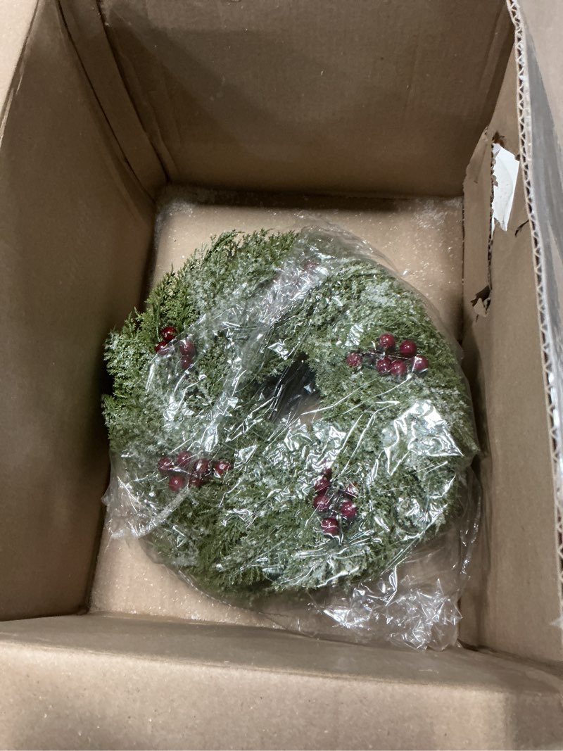 Condition photo showing Good Condition for SIMILAR 3 Pack 12 Inch Artificial Christmas Wreath, Undecorated Christmas Wreath for Front Door, Window, Wall Outdoor Holiday No-lit Winter Wreath Decorations (Green 12\", 3 Pack) Green 12\" 3 Pack