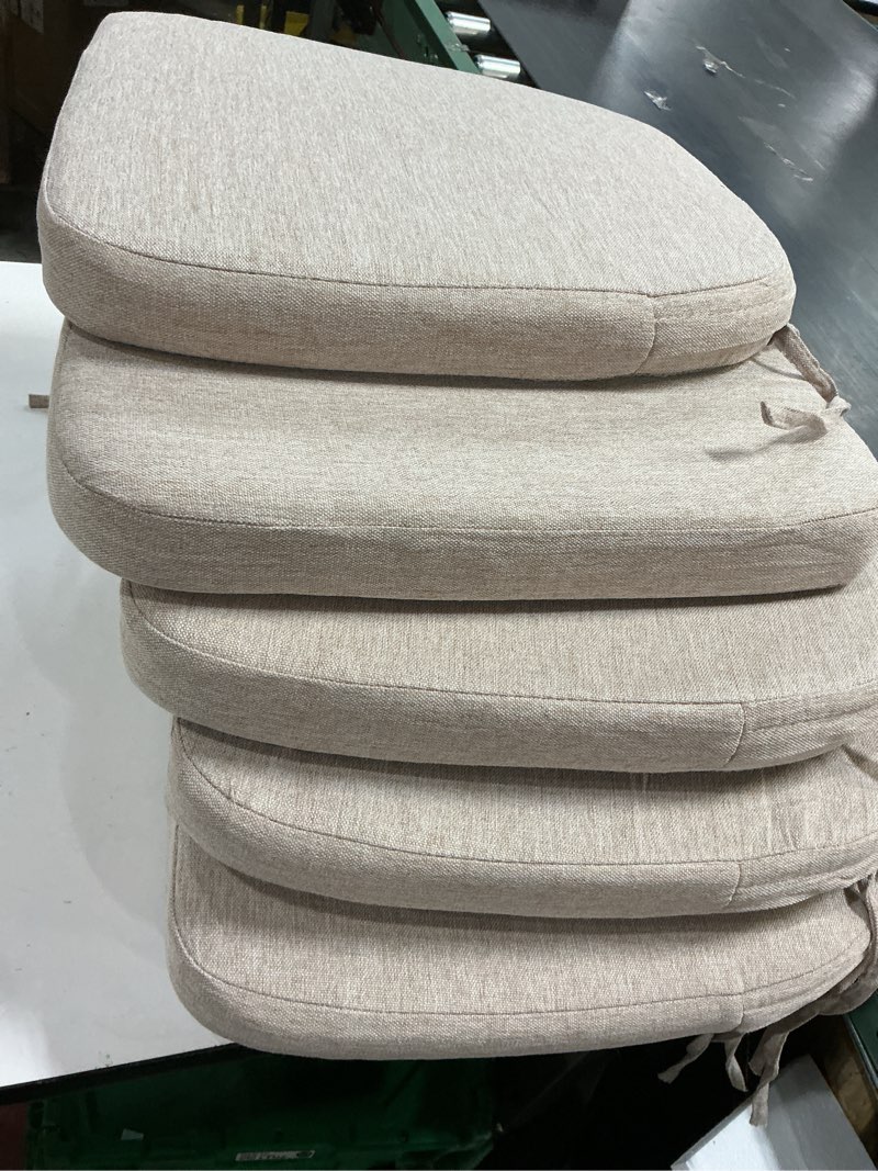 Condition photo showing Good Condition for 6 Pack Chair Cushions for Dining Chairs with Ties,Thick Non-Slip Indoor Outdoor Chair Pad High Density Foam Seat Cushion (Light Grey,4" Thick - 16"x15")