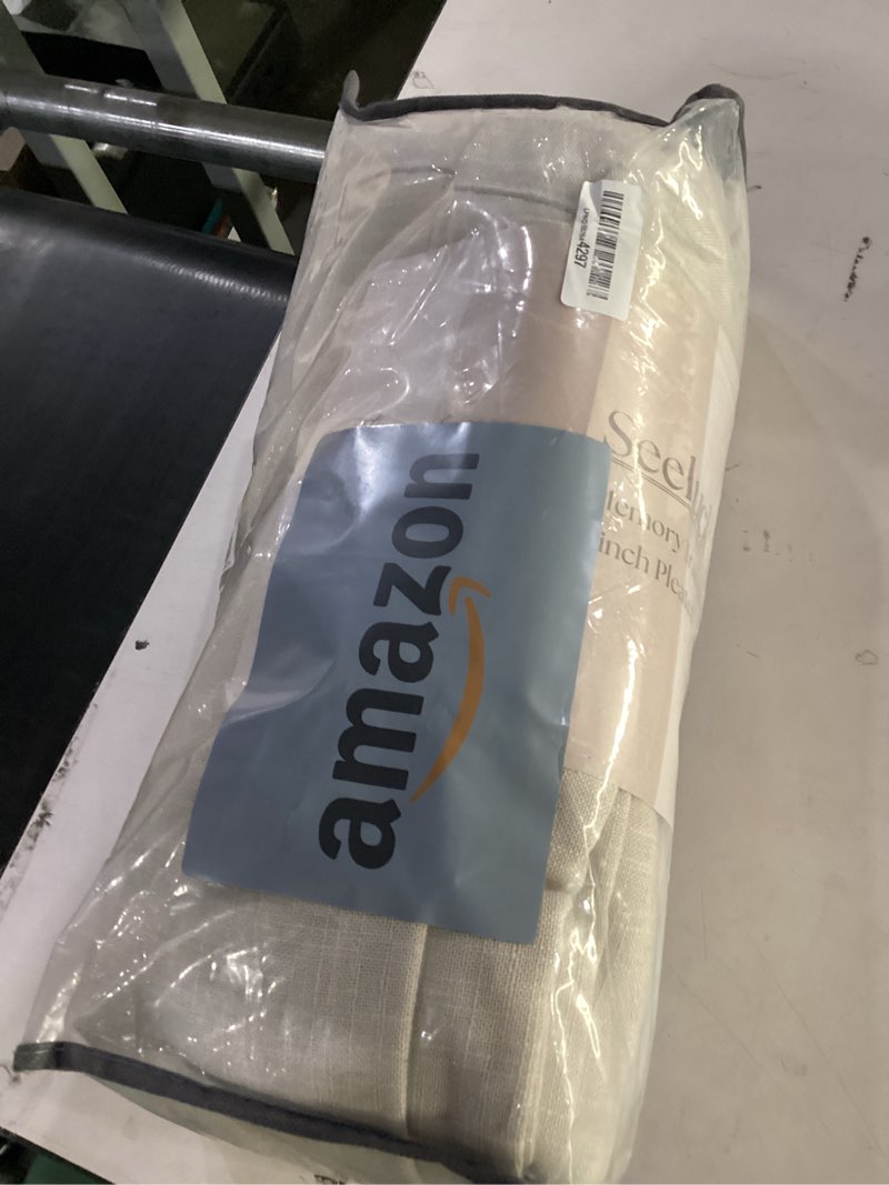 Condition photo showing Good Condition for extra wide pinch pleated curtains 100 inch wide 84 inches long | linen,patio sliding door,light filtering,pinch pleat drapes,sheer,living dining room,1 panel,100x84 drapes,cream ivory